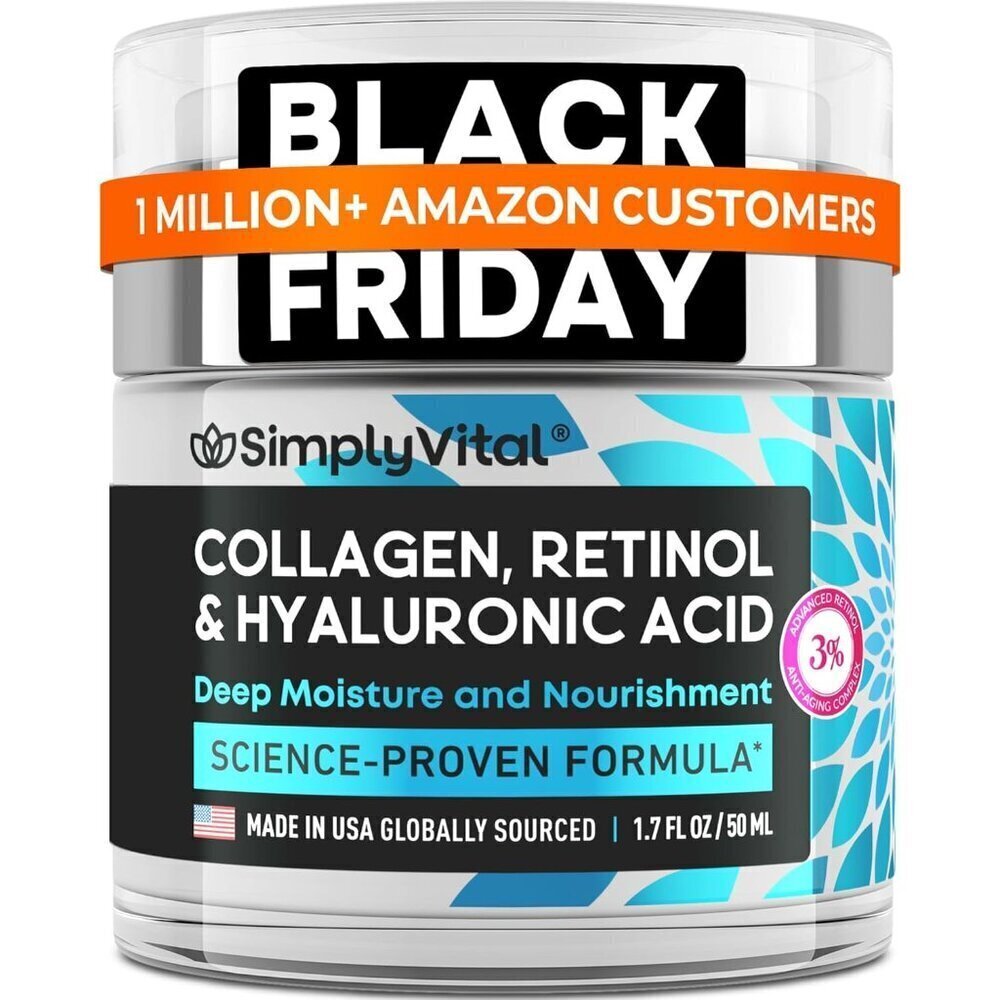 Collagen, Retinol & Hyaluronic Acid Cream - Anti-Aging Face Moisturizer for Face